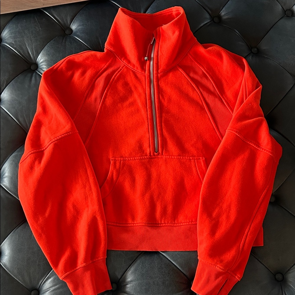 Lululemon Women's Orange Half-Zip Sweatshirt Medium
